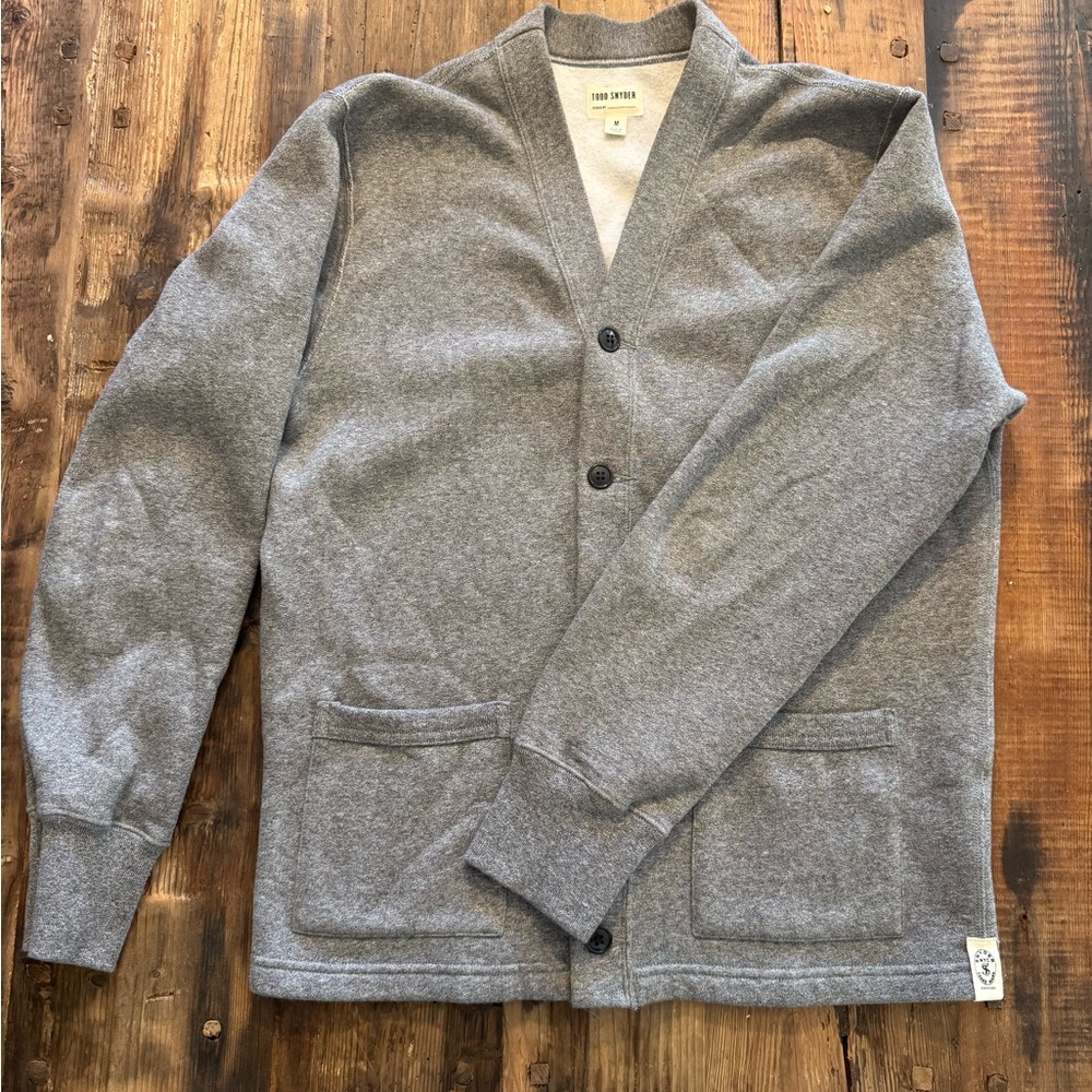Todd Snyder Gray V-Neck Button Cardigan